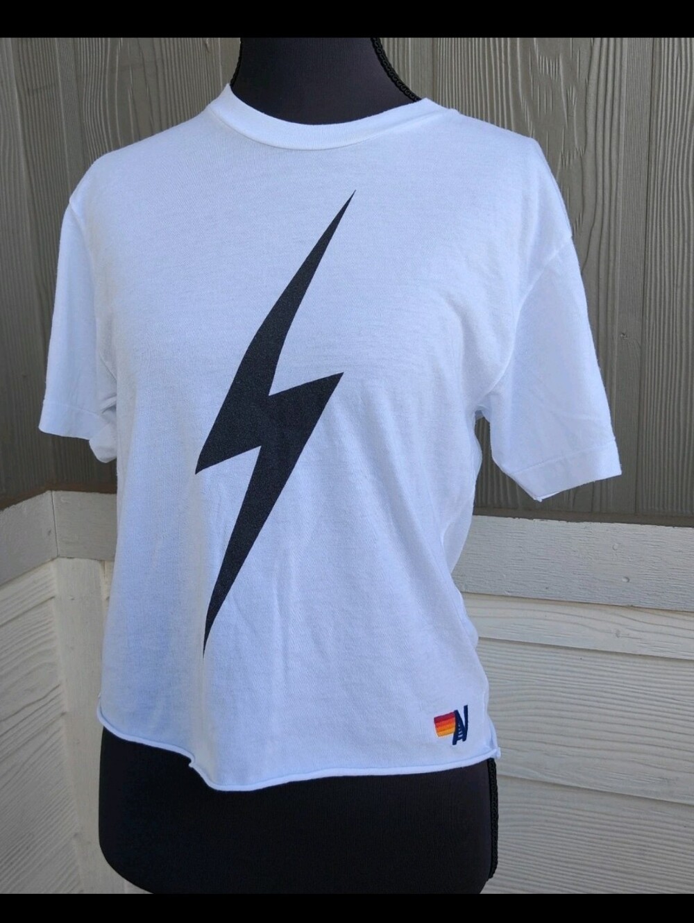 Aviator Nation Bolt Short Sleeve Boyfriend Crop Tee Size S T Shirt